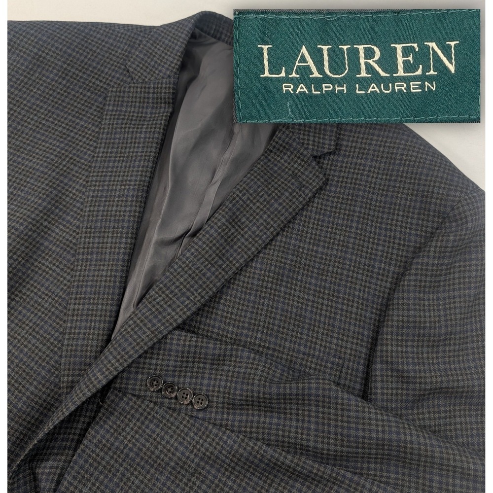 Lauren Ralph Lauren Blazer Sport Jacket Wool Big Tall Houndstooth Plaid 54L 58"